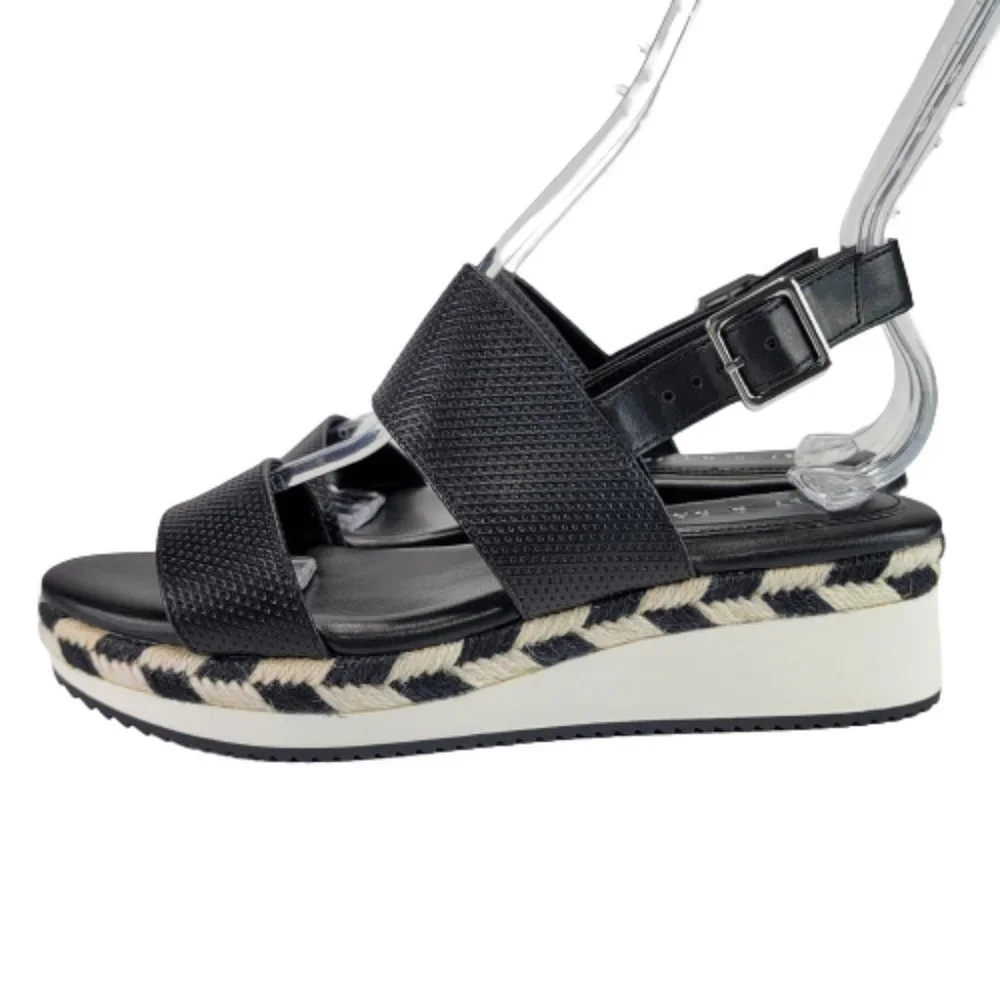 Kelly & Katie Poliana Espadrille Black White Platform Wedge Sandal Shoes Sz 8 - Picture 5 of 12
